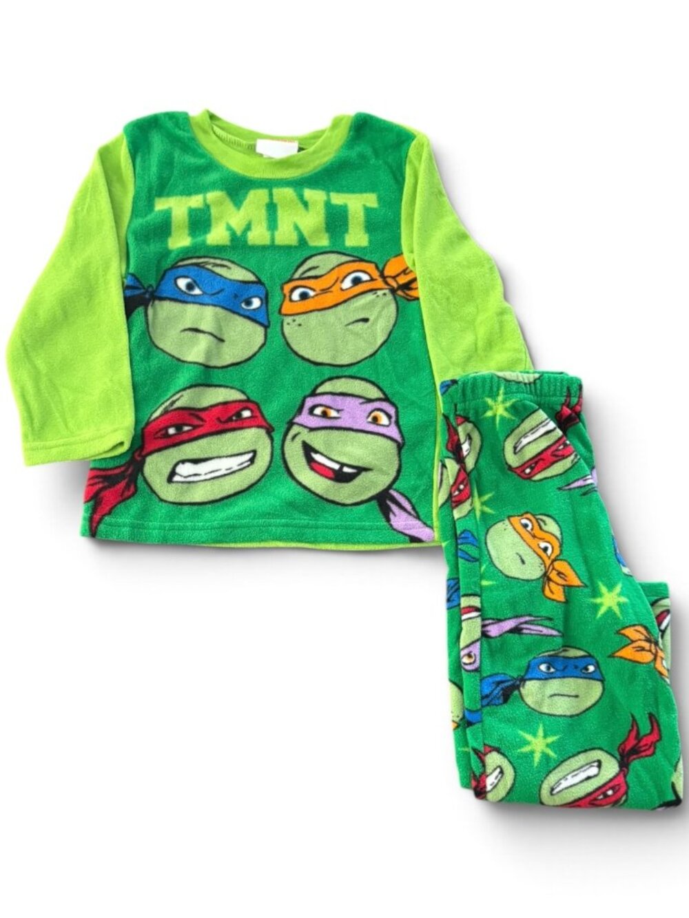NWT Teenage Mutant Ninja Turtles Boys 2-Piece Fleece Pajama Set – TMNT Green PJs
